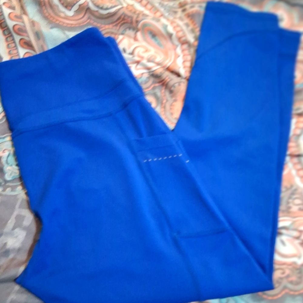 Zyia Womens Size 12 Large Vibrant Blue Leggings With Pockets